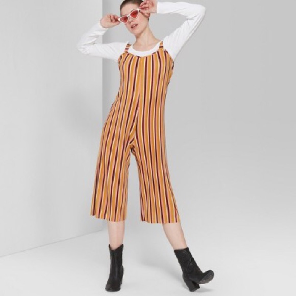 Wild Fable Striped Pleated Cropped Romper